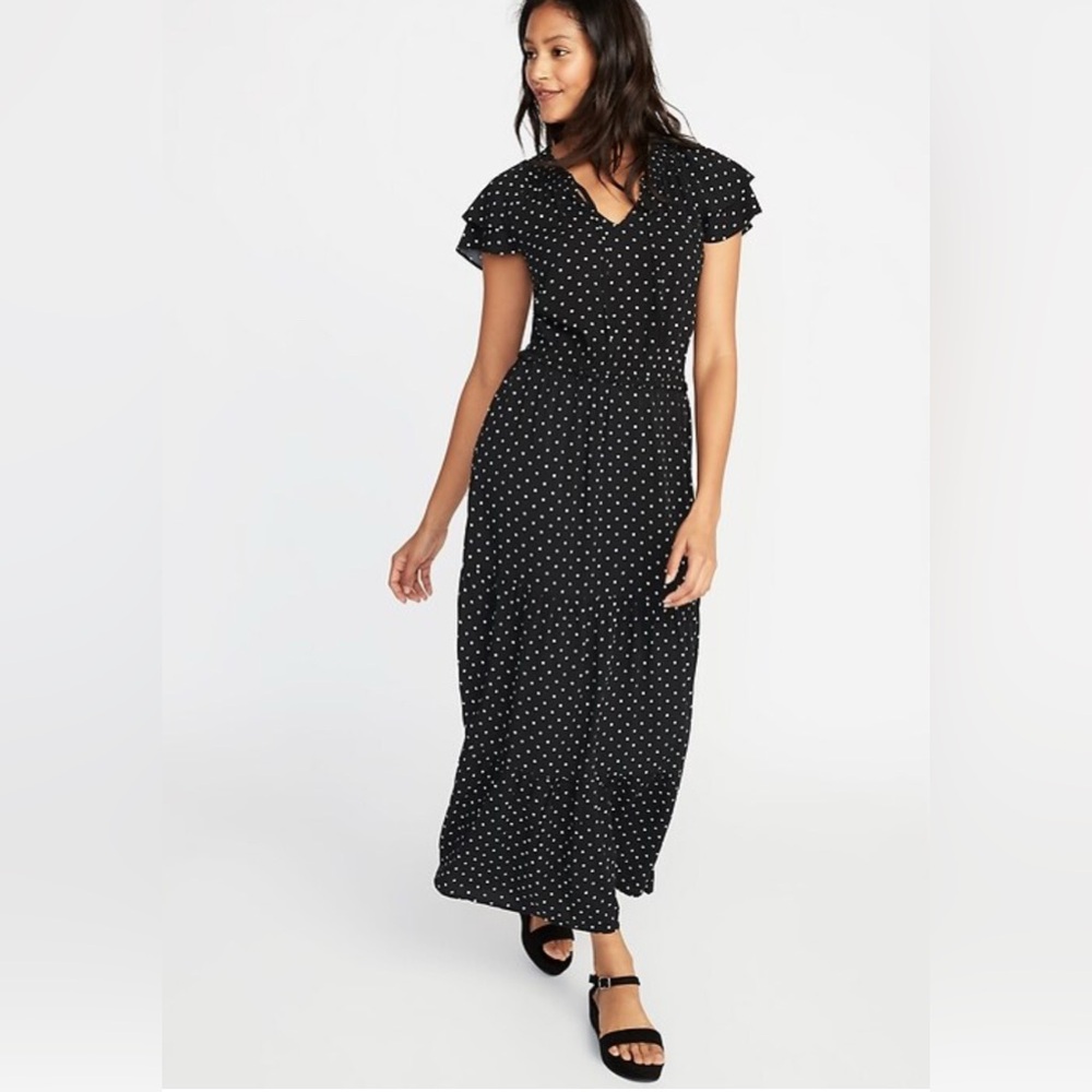 SOLD       Old Navy Black and White Polka Dot Maxi Dress